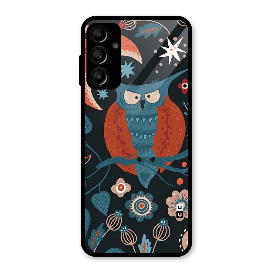 Nordic Arts Owl Moon Glass Back Case for Galaxy A14 5G