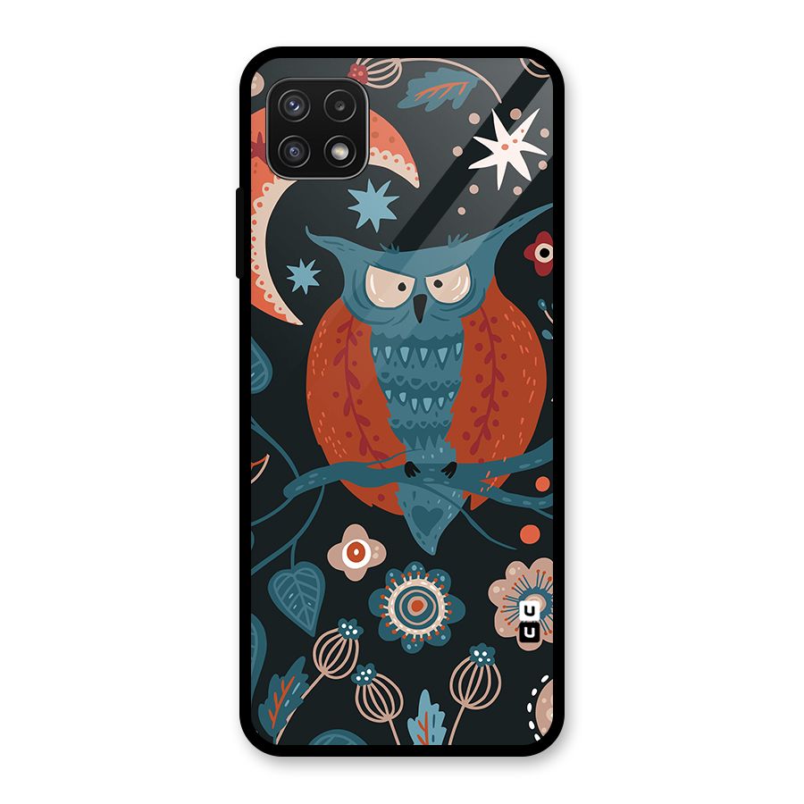 Nordic Arts Owl Moon Glass Back Case for Galaxy A22 5G