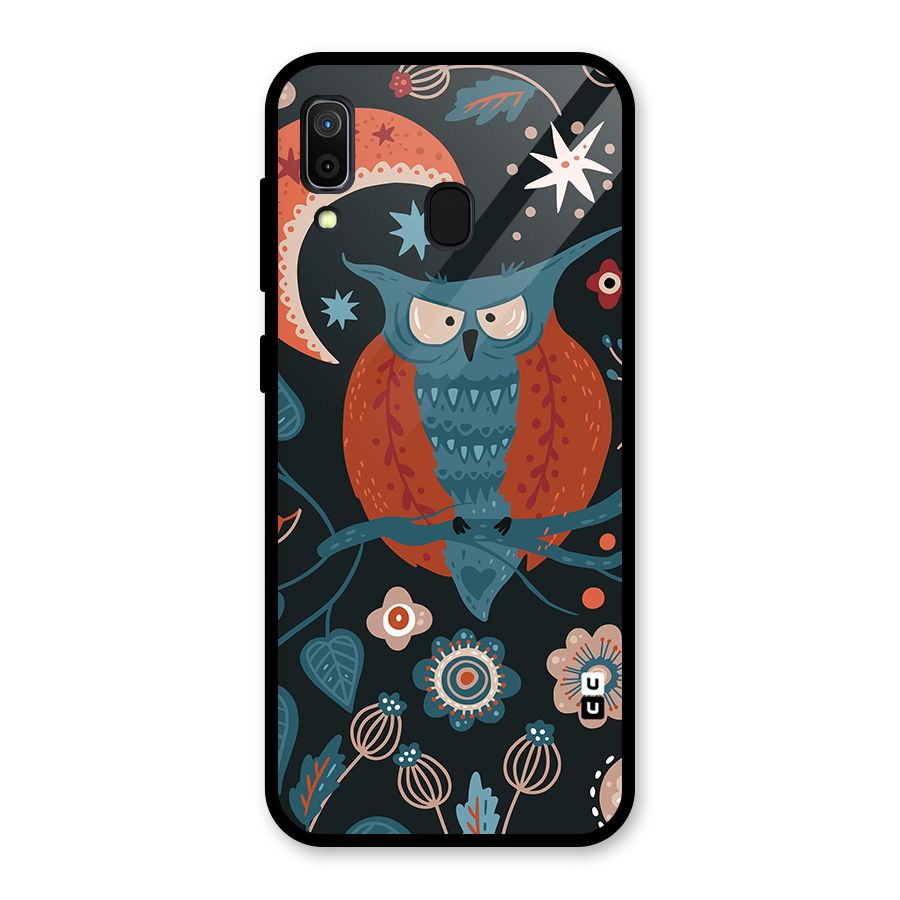 Nordic Arts Owl Moon Glass Back Case for Galaxy A30