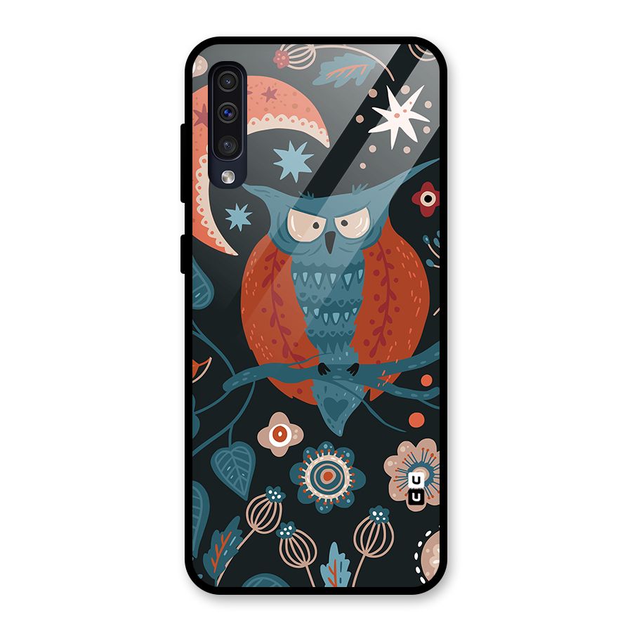 Nordic Arts Owl Moon Glass Back Case for Galaxy A30s