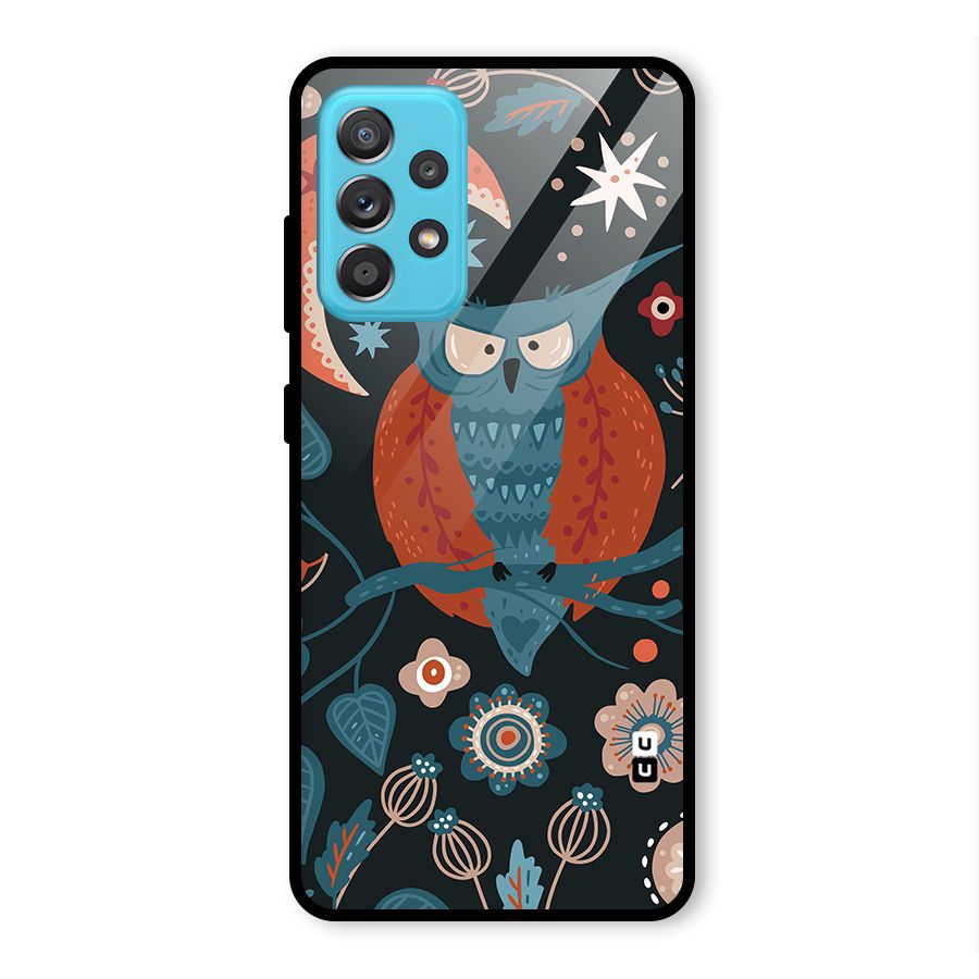 Nordic Arts Owl Moon Glass Back Case for Galaxy A52s 5G