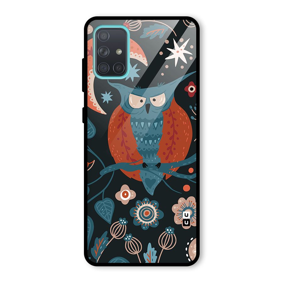 Nordic Arts Owl Moon Glass Back Case for Galaxy A71