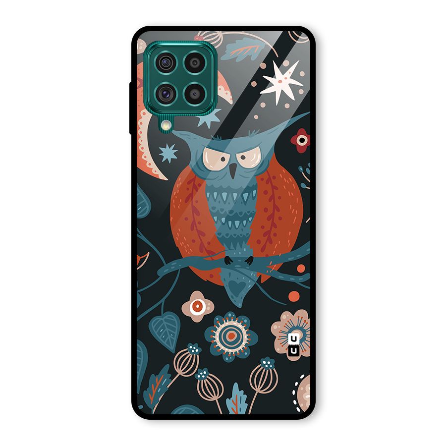 Nordic Arts Owl Moon Glass Back Case for Galaxy F62