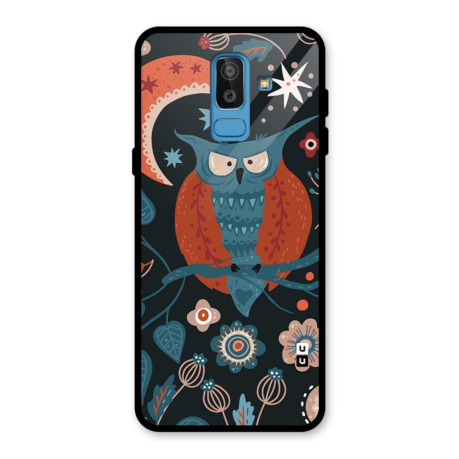 Nordic Arts Owl Moon Glass Back Case for Galaxy J8