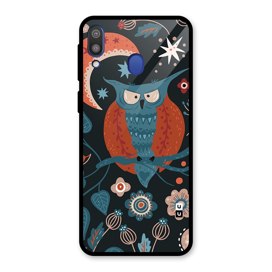 Nordic Arts Owl Moon Glass Back Case for Galaxy M20