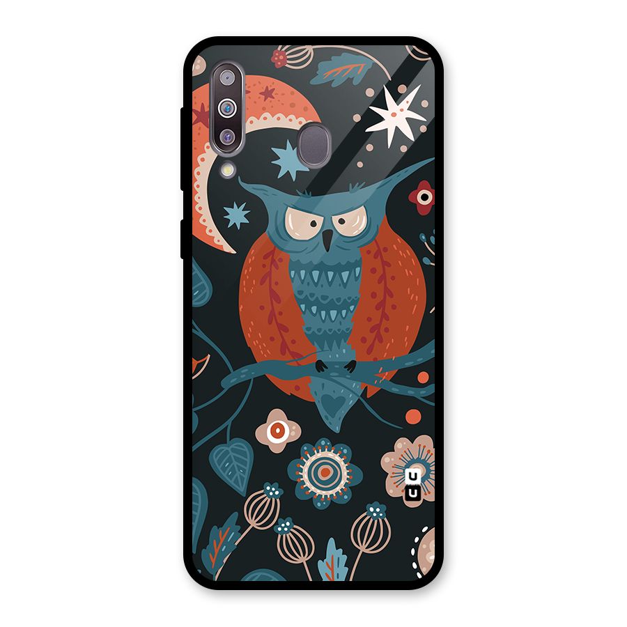 Nordic Arts Owl Moon Glass Back Case for Galaxy M30