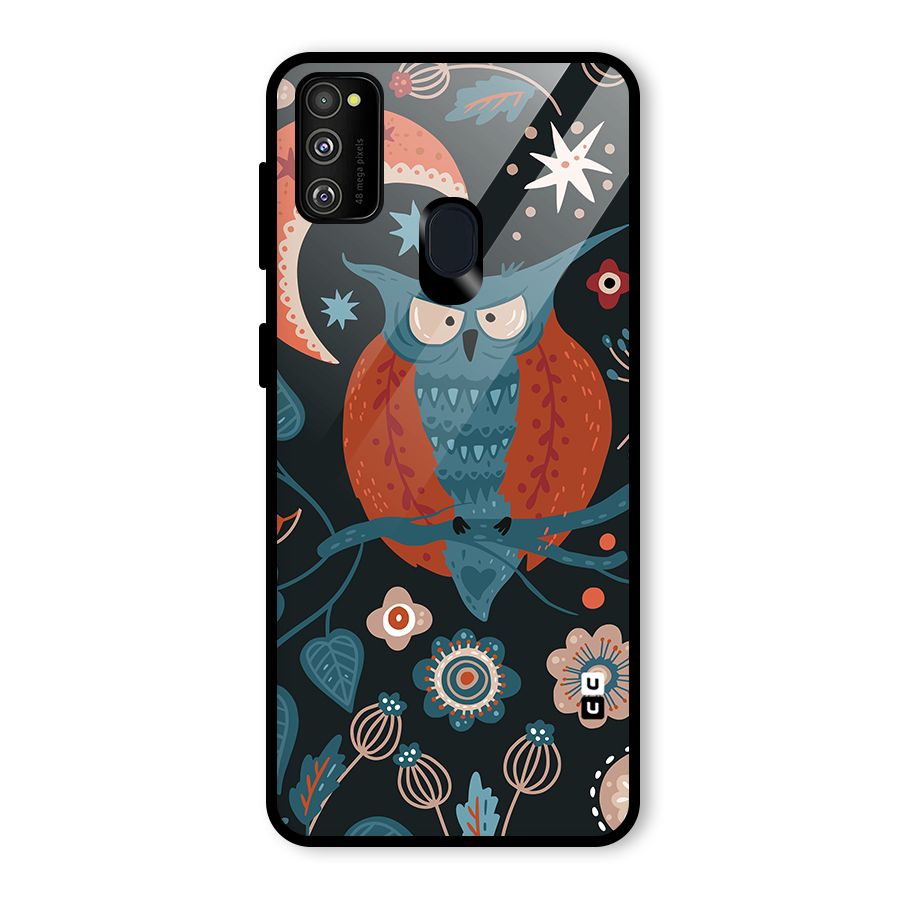Nordic Arts Owl Moon Glass Back Case for Galaxy M30s