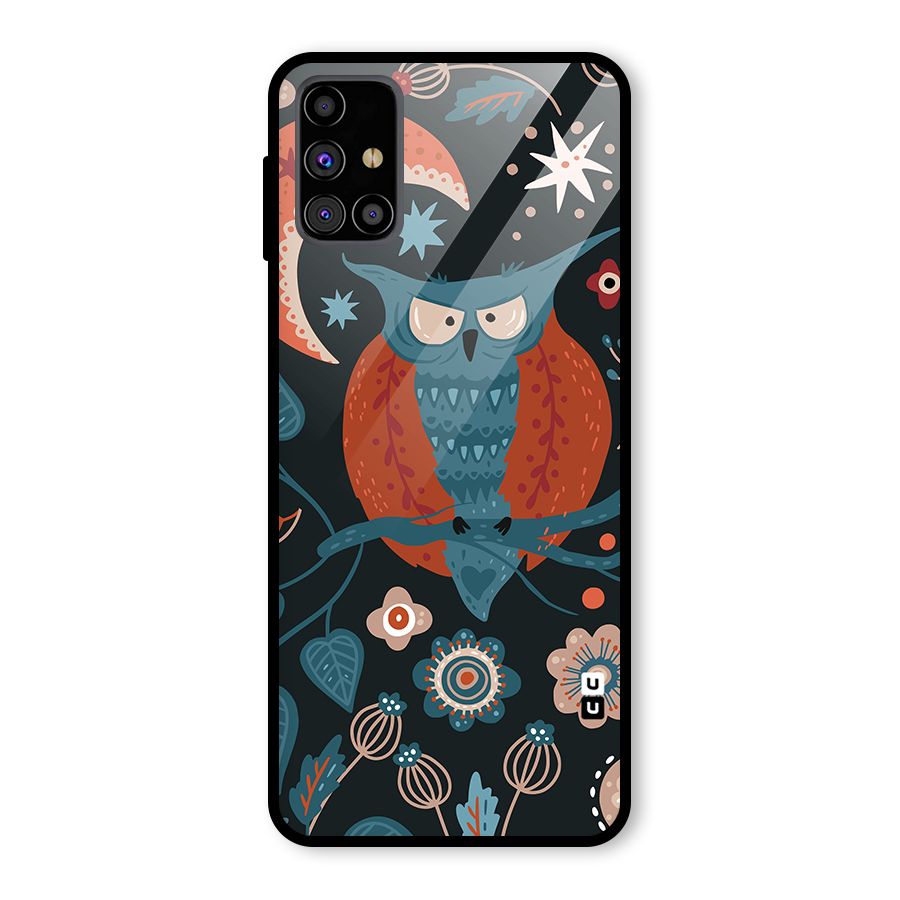 Nordic Arts Owl Moon Glass Back Case for Galaxy M31s