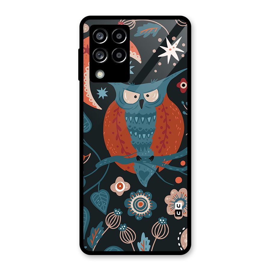 Nordic Arts Owl Moon Glass Back Case for Galaxy M53 5G