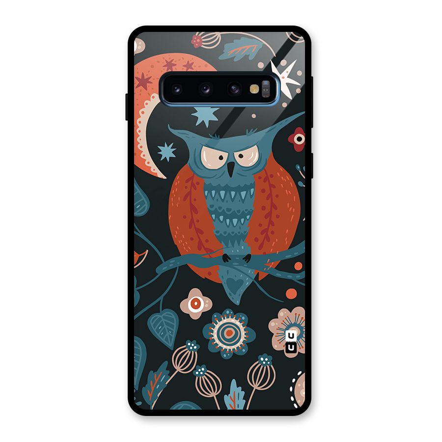 Nordic Arts Owl Moon Glass Back Case for Galaxy S10