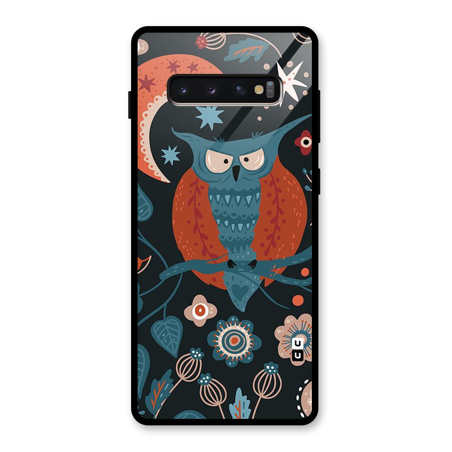 Nordic Arts Owl Moon Glass Back Case for Galaxy S10 Plus