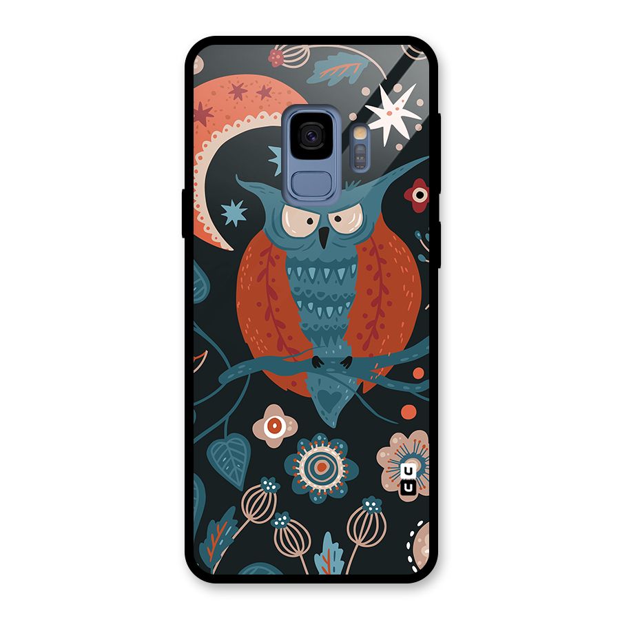 Nordic Arts Owl Moon Glass Back Case for Galaxy S9