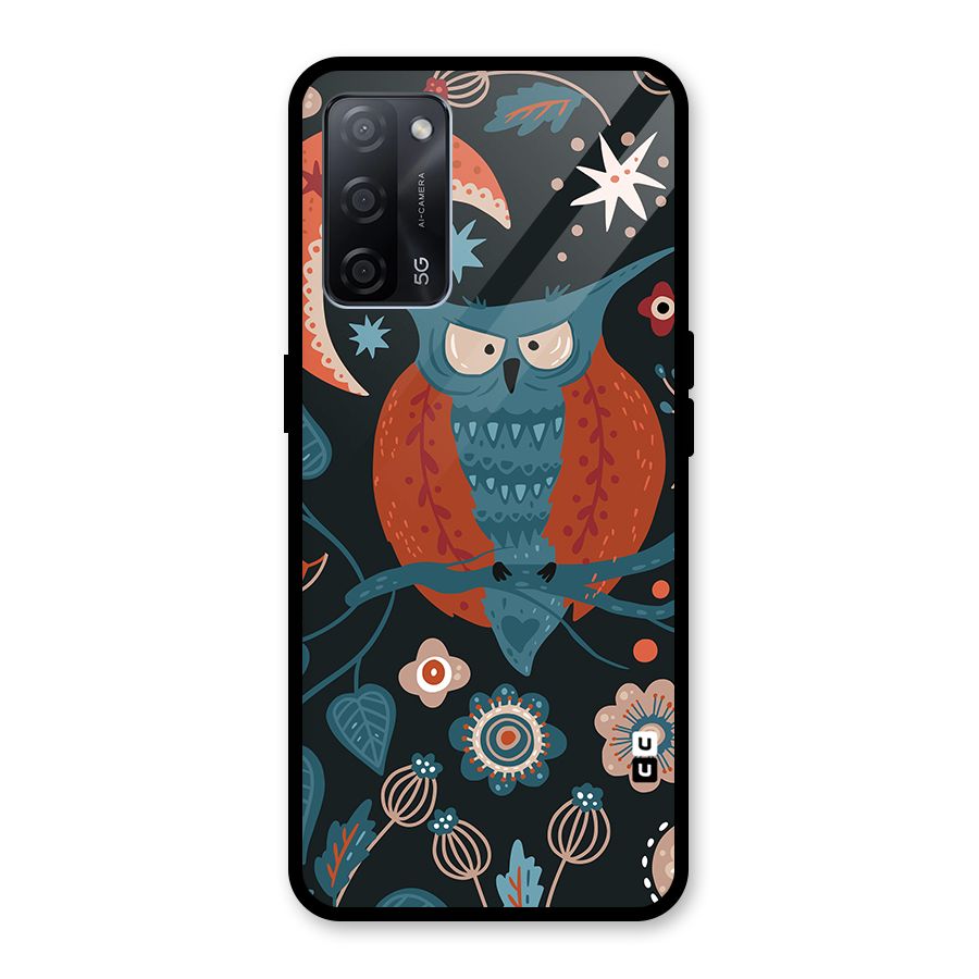 Nordic Arts Owl Moon Glass Back Case for Oppo A53s 5G