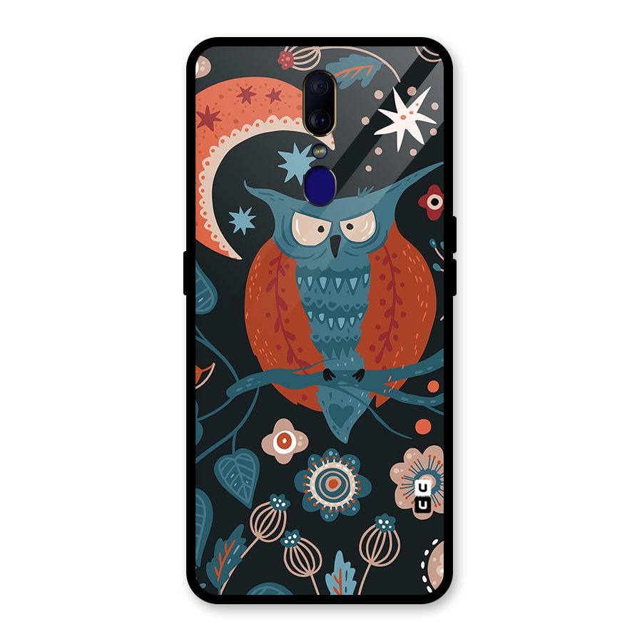 Nordic Arts Owl Moon Glass Back Case for Oppo F11