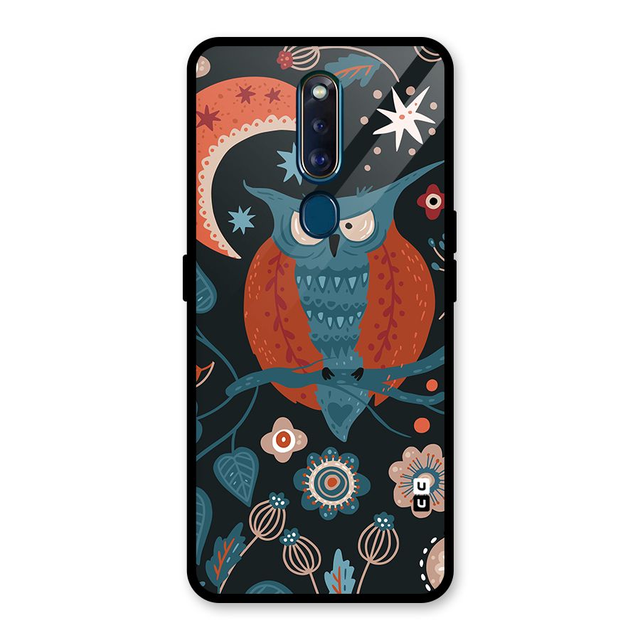 Nordic Arts Owl Moon Glass Back Case for Oppo F11 Pro