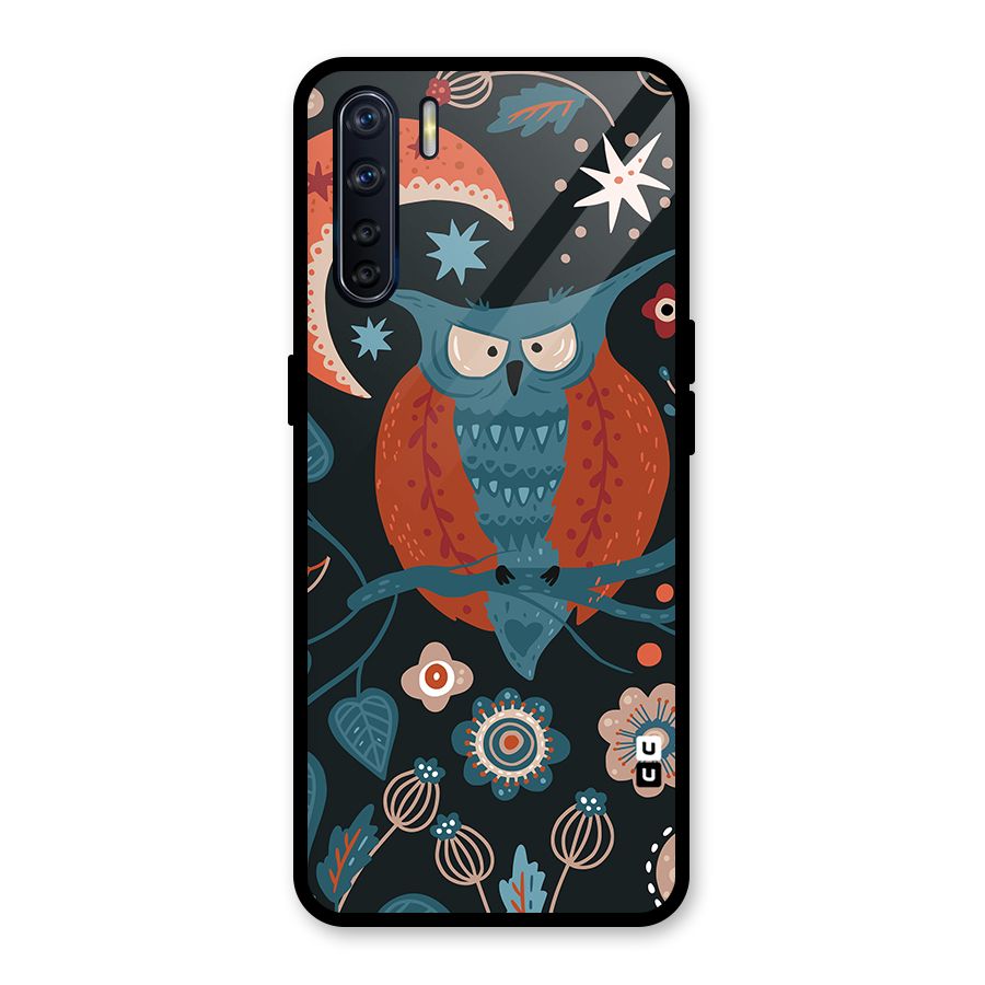 Nordic Arts Owl Moon Glass Back Case for Oppo F15
