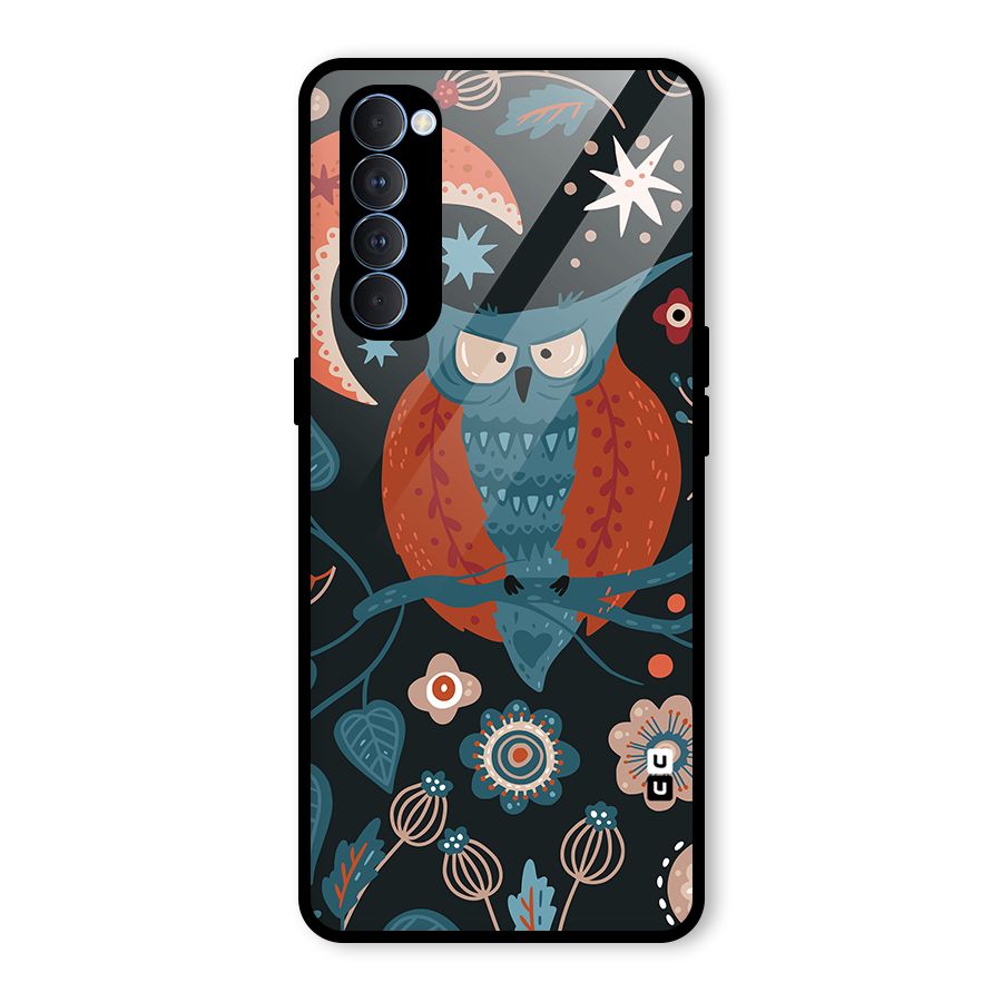 Nordic Arts Owl Moon Glass Back Case for Oppo Reno4 Pro