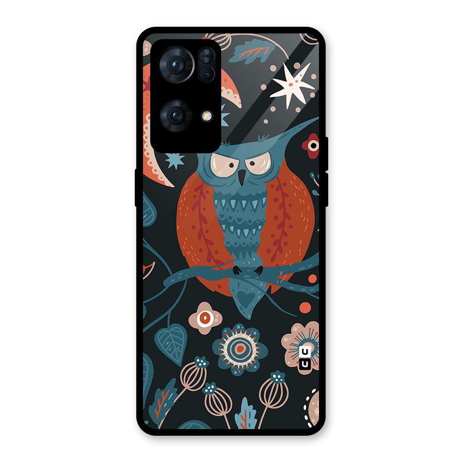 Nordic Arts Owl Moon Glass Back Case for Oppo Reno7 Pro 5G