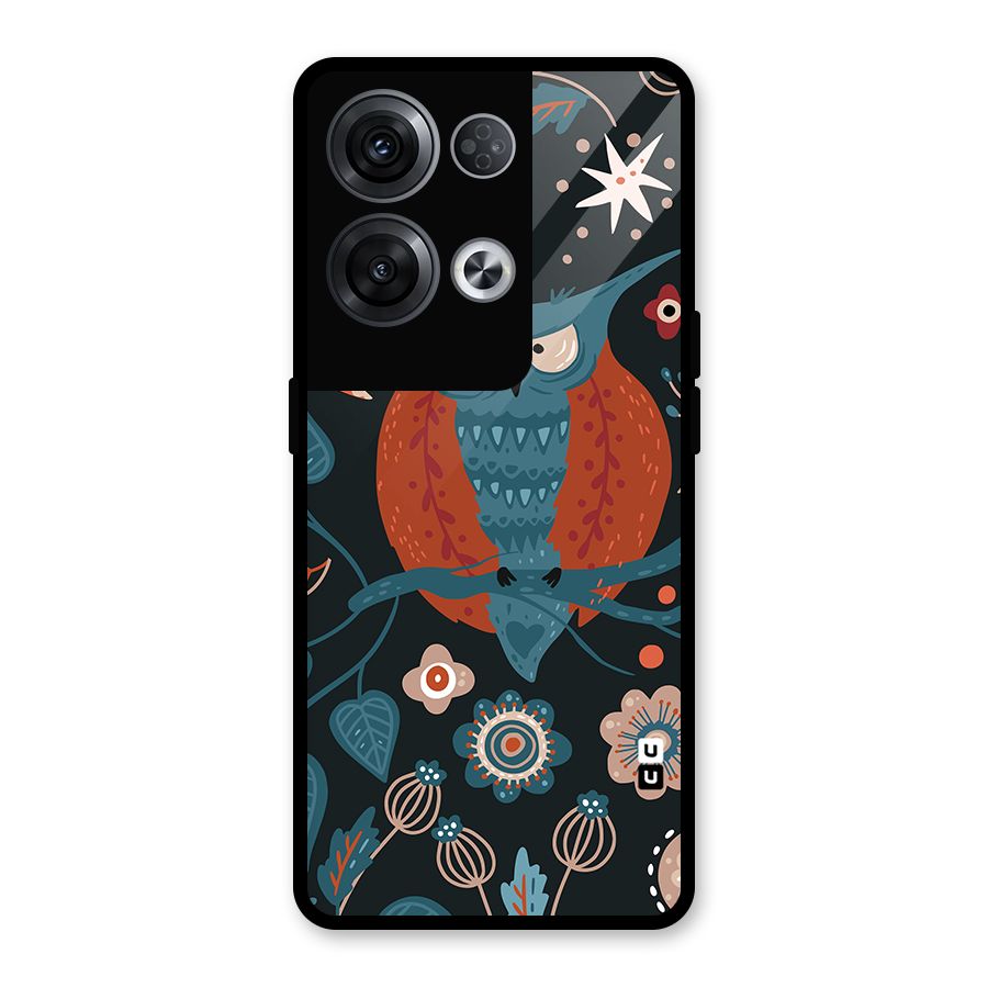 Nordic Arts Owl Moon Glass Back Case for Oppo Reno8 Pro 5G