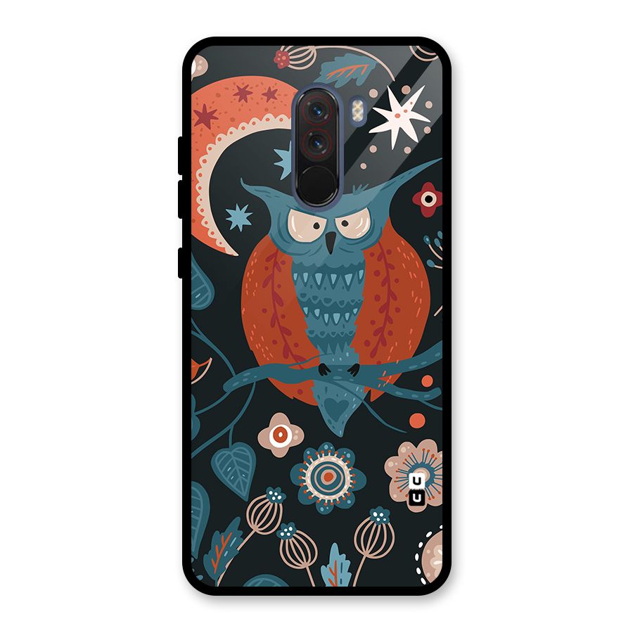 Nordic Arts Owl Moon Glass Back Case for Poco F1