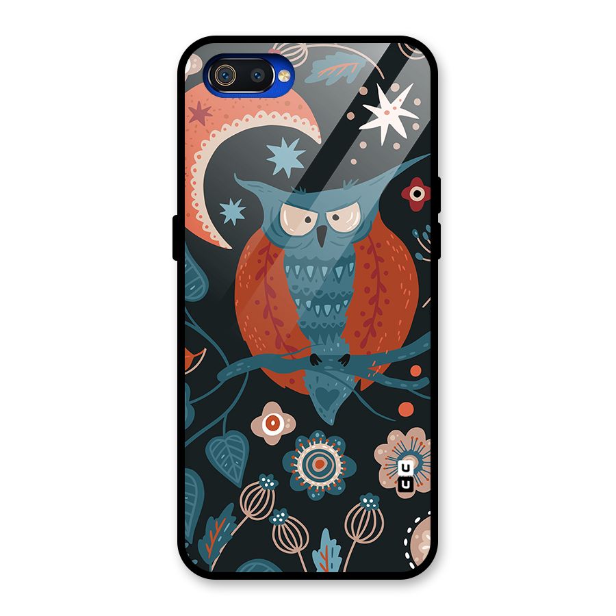Nordic Arts Owl Moon Glass Back Case for Realme C2