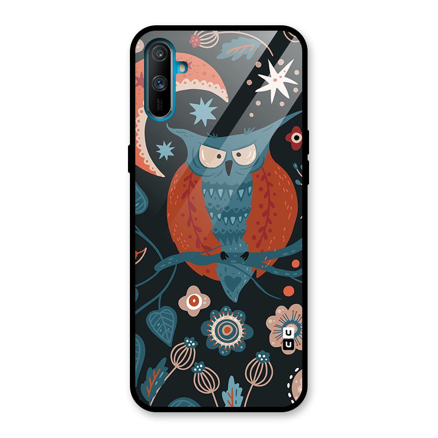 Nordic Arts Owl Moon Glass Back Case for Realme C3