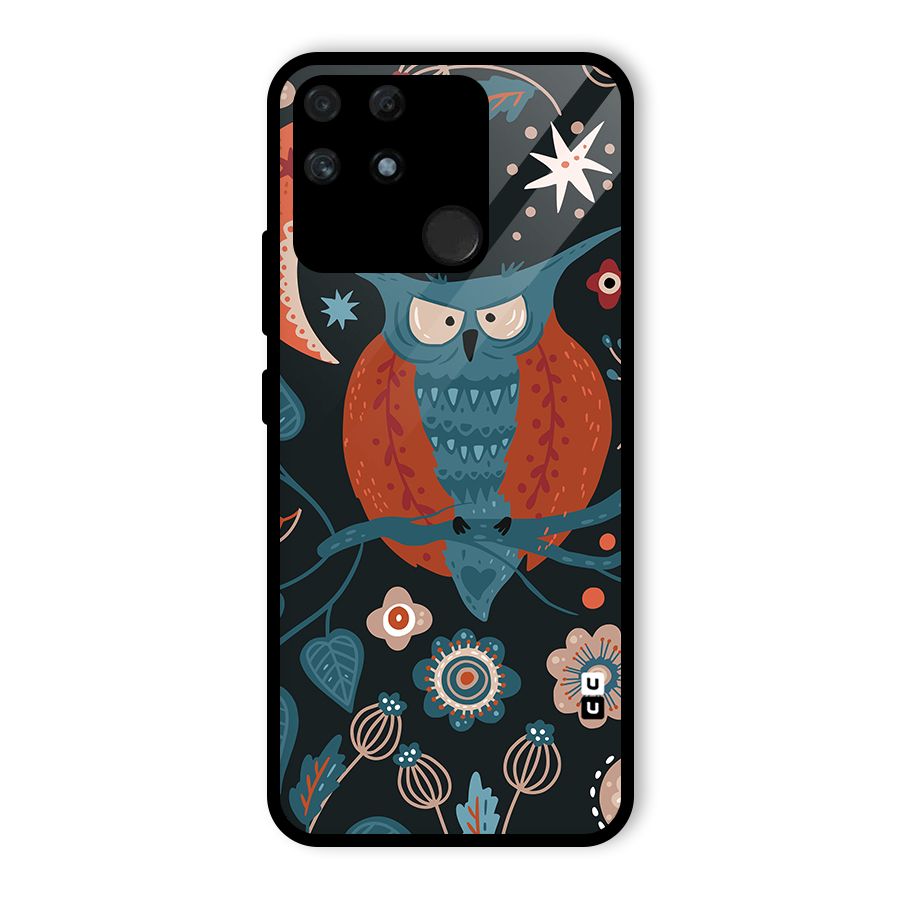 Nordic Arts Owl Moon Glass Back Case for Realme Narzo 50A