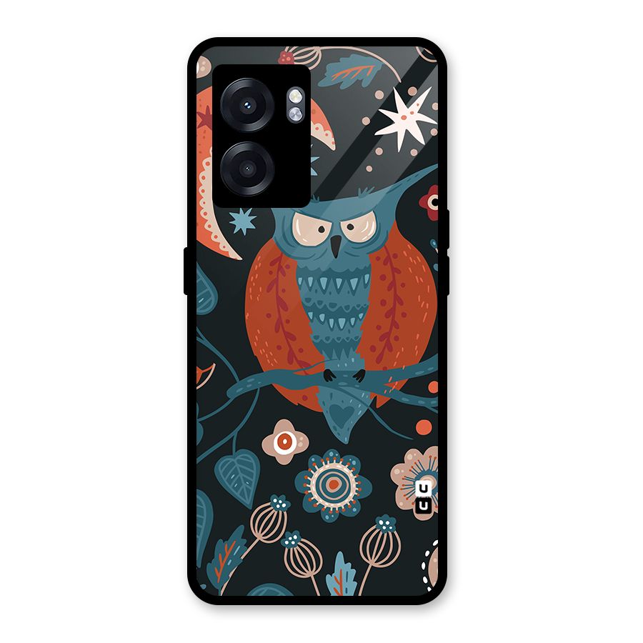 Nordic Arts Owl Moon Glass Back Case for Realme Narzo 50 5G