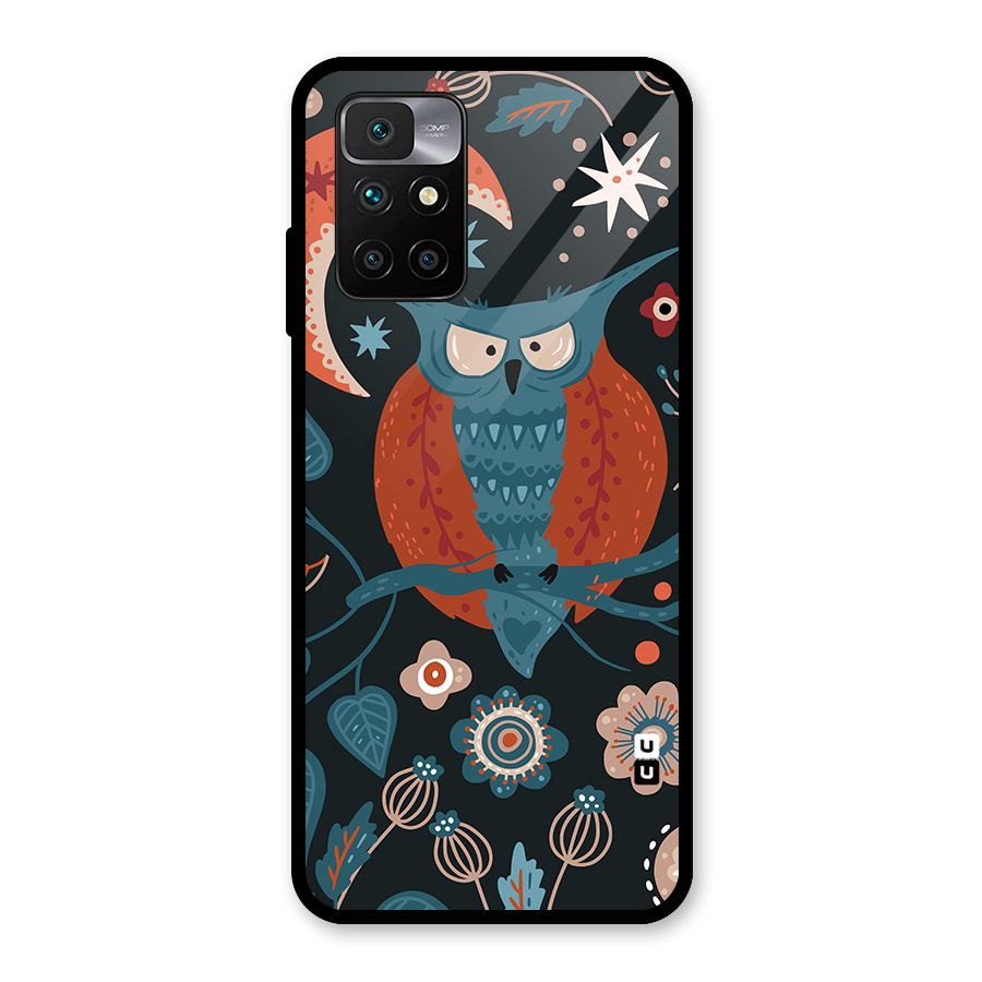 Nordic Arts Owl Moon Glass Back Case for Redmi 10 Prime