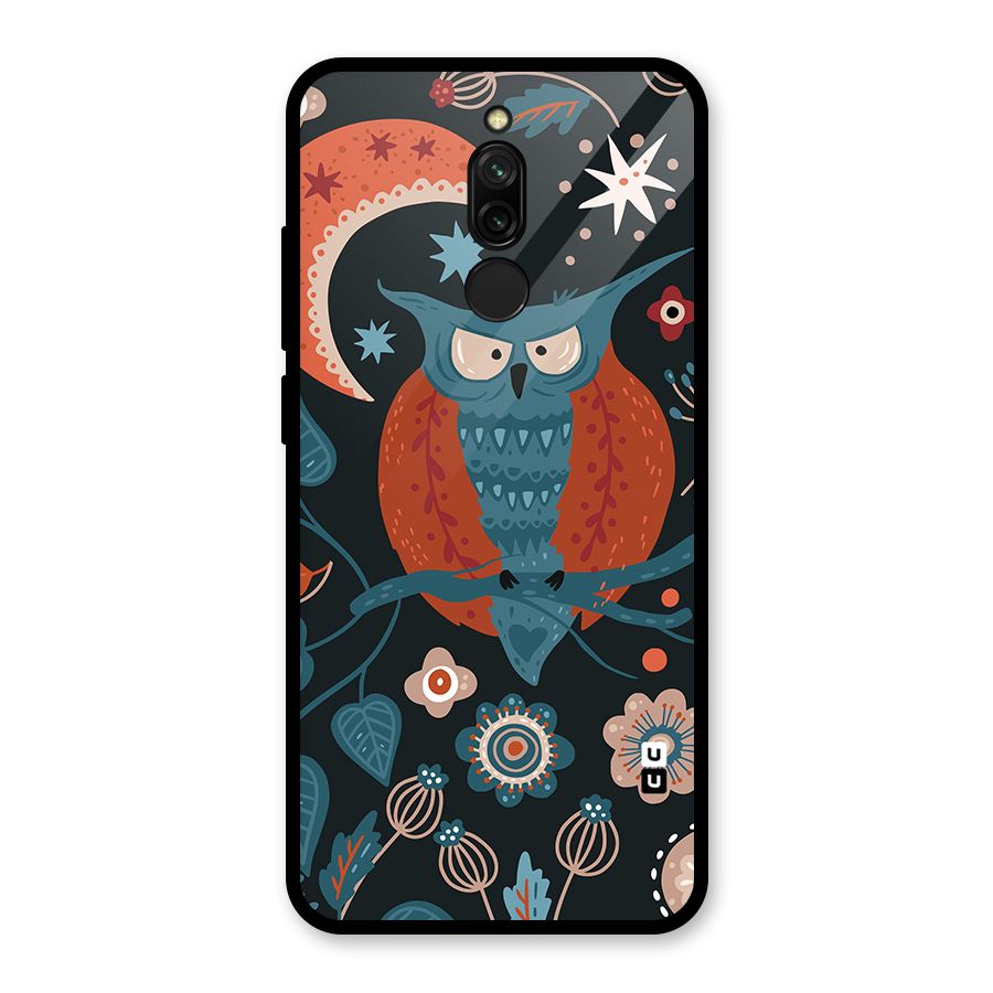 Nordic Arts Owl Moon Glass Back Case for Redmi 8