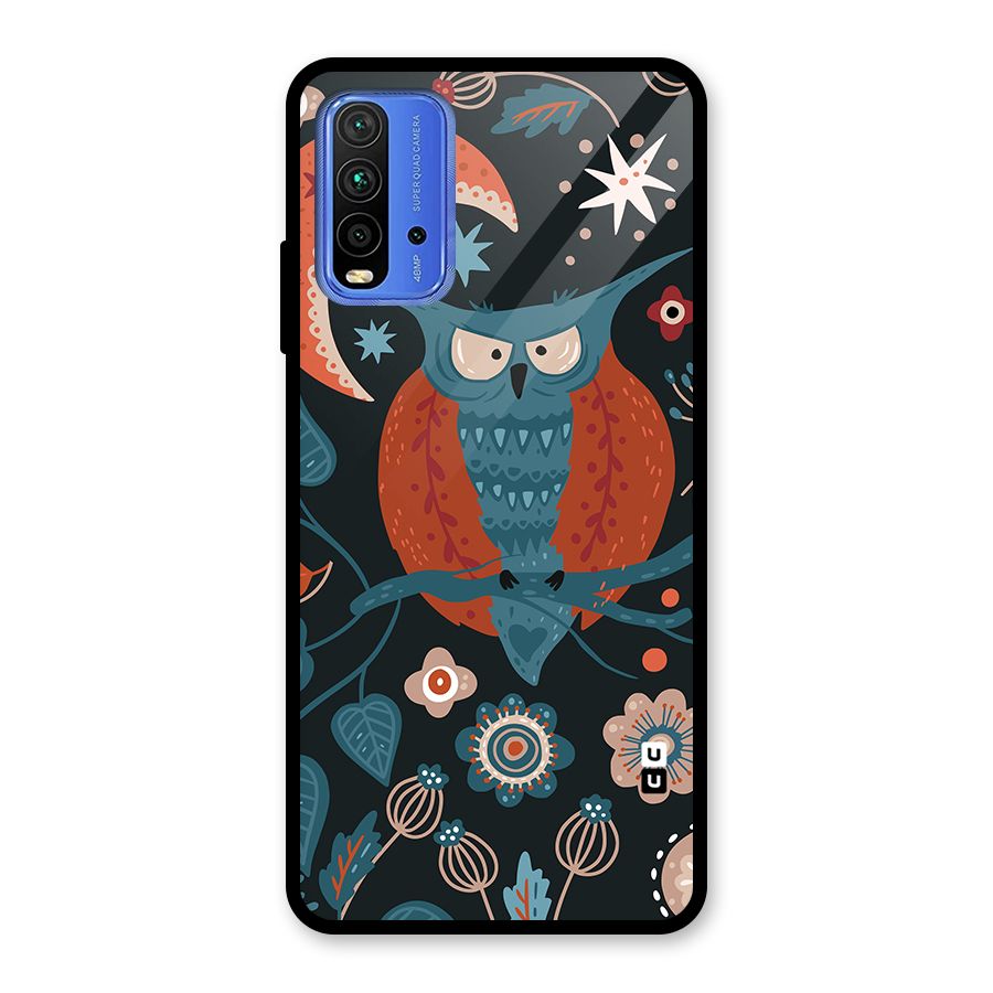 Nordic Arts Owl Moon Glass Back Case for Redmi 9 Power