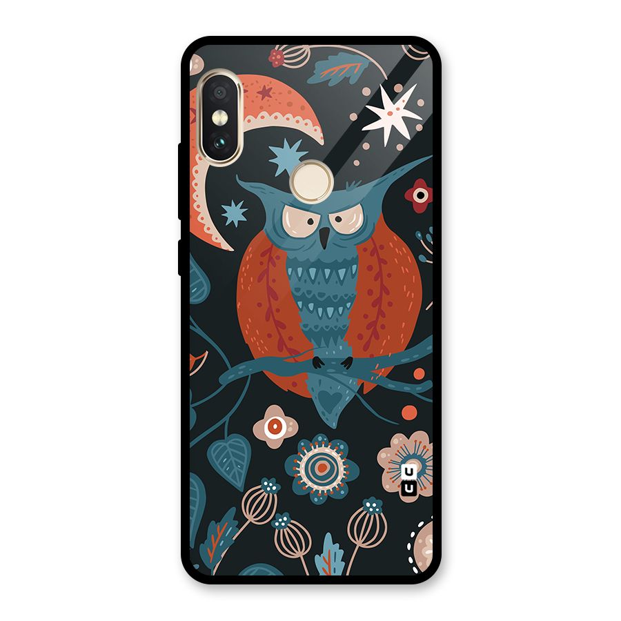 Nordic Arts Owl Moon Glass Back Case for Redmi Note 5 Pro