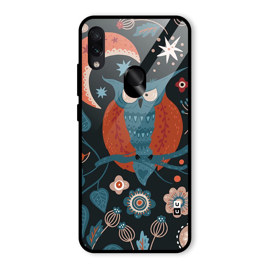 Nordic Arts Owl Moon Glass Back Case for Redmi Note 7