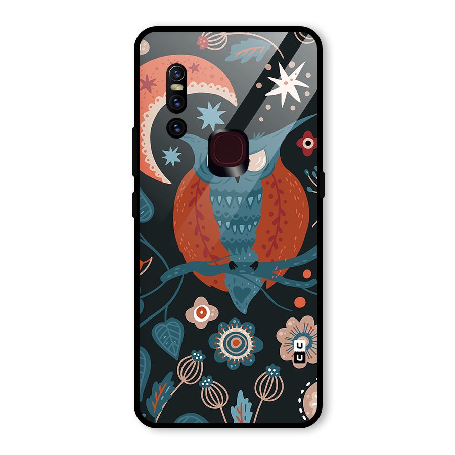 Nordic Arts Owl Moon Glass Back Case for Vivo V15