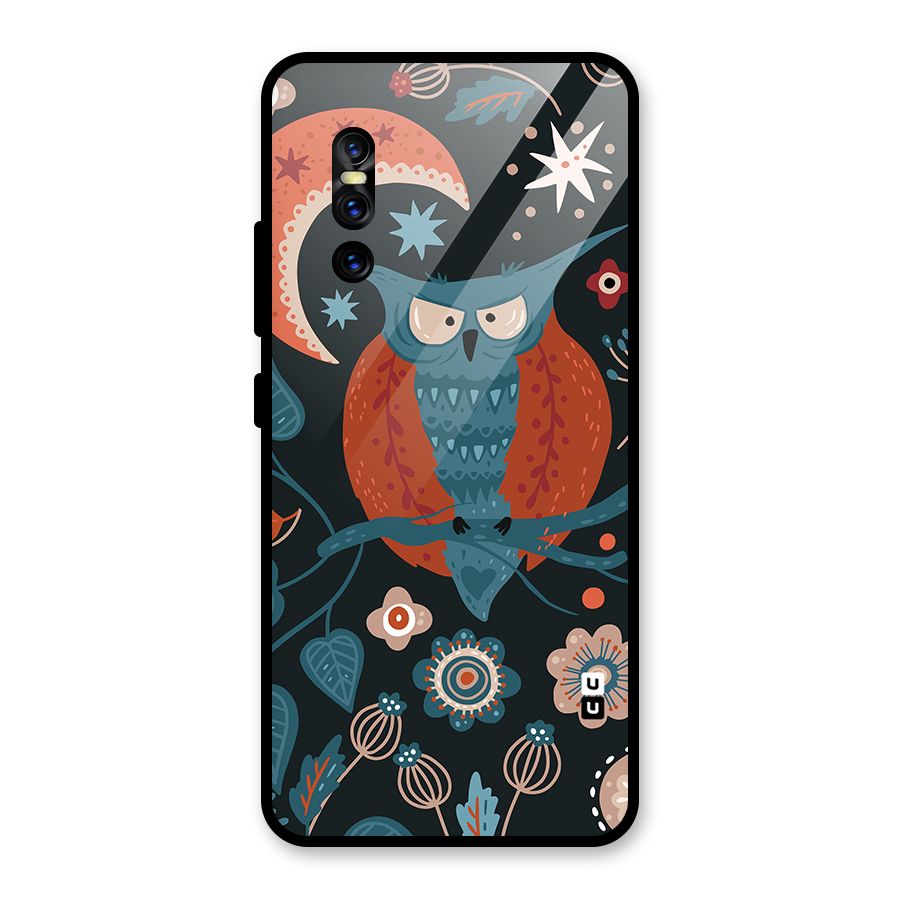 Nordic Arts Owl Moon Glass Back Case for Vivo V15 Pro