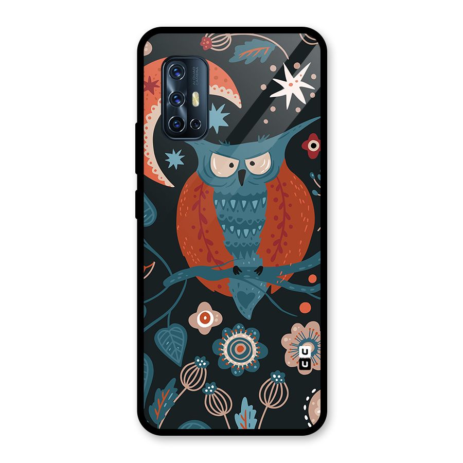 Nordic Arts Owl Moon Glass Back Case for Vivo V17