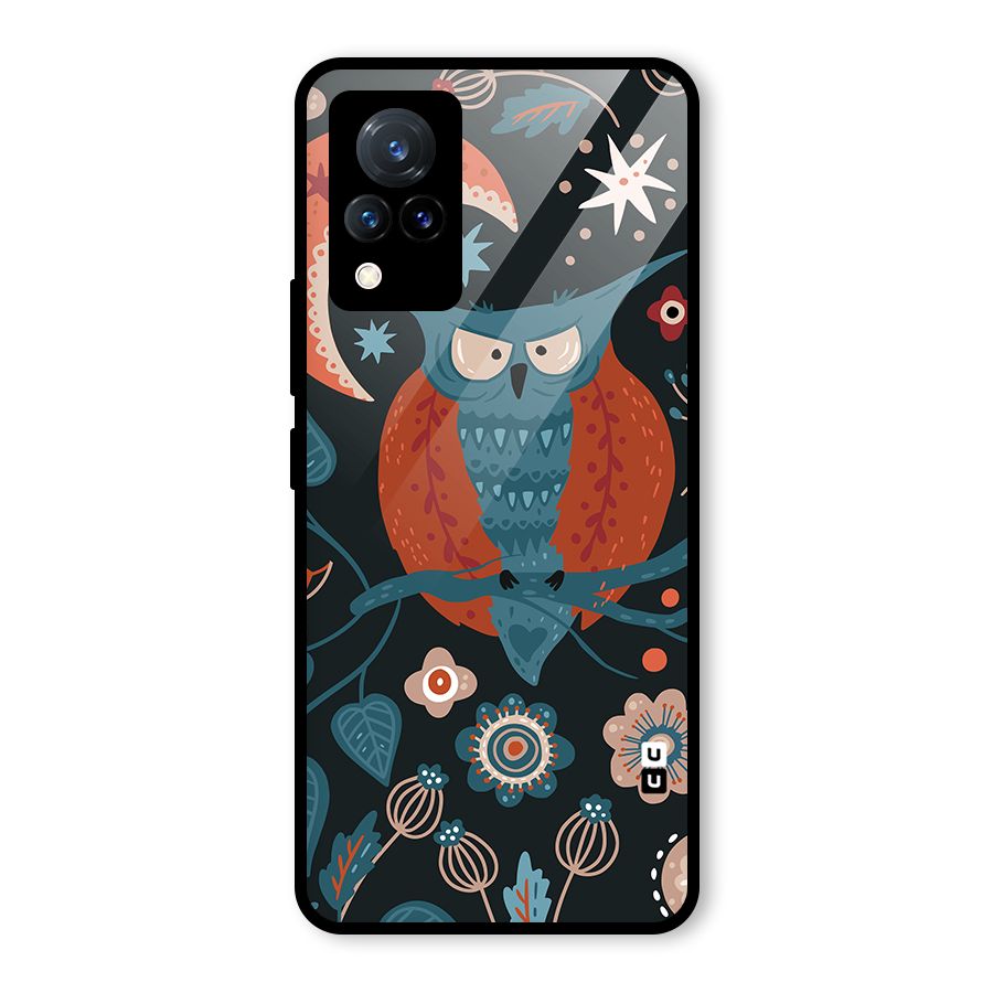 Nordic Arts Owl Moon Glass Back Case for Vivo V21 5G