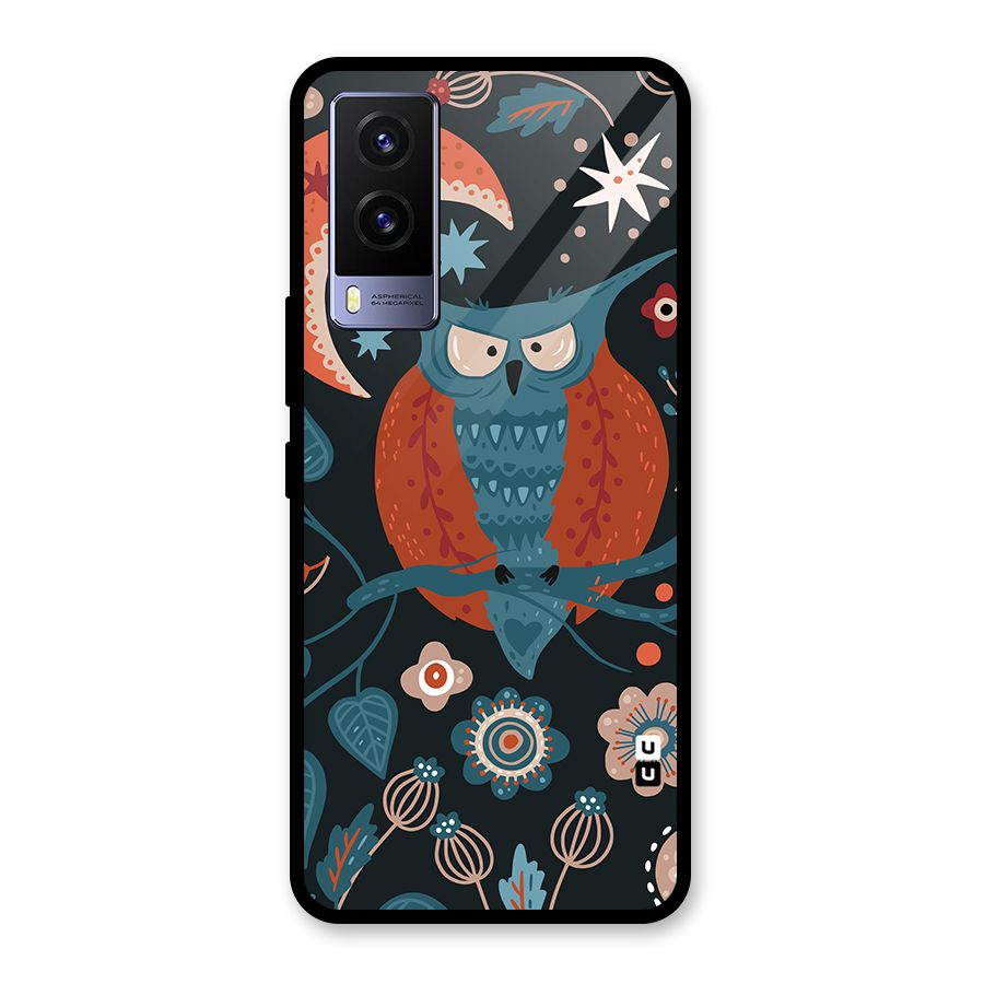 Nordic Arts Owl Moon Glass Back Case for Vivo V21e 5G