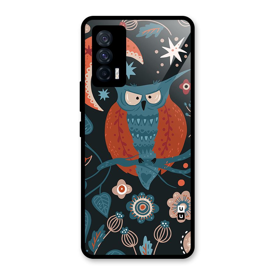 Nordic Arts Owl Moon Glass Back Case for Vivo iQOO 7 5G