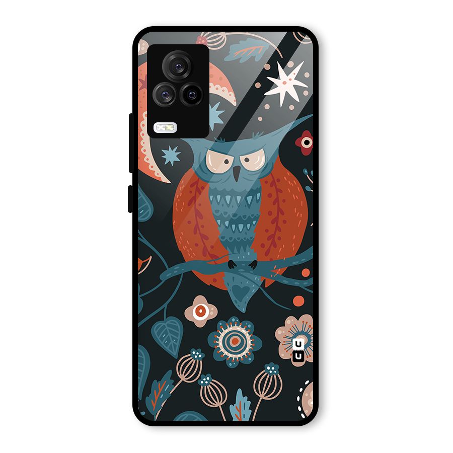Nordic Arts Owl Moon Glass Back Case for Vivo iQOO 7 Legend 5G