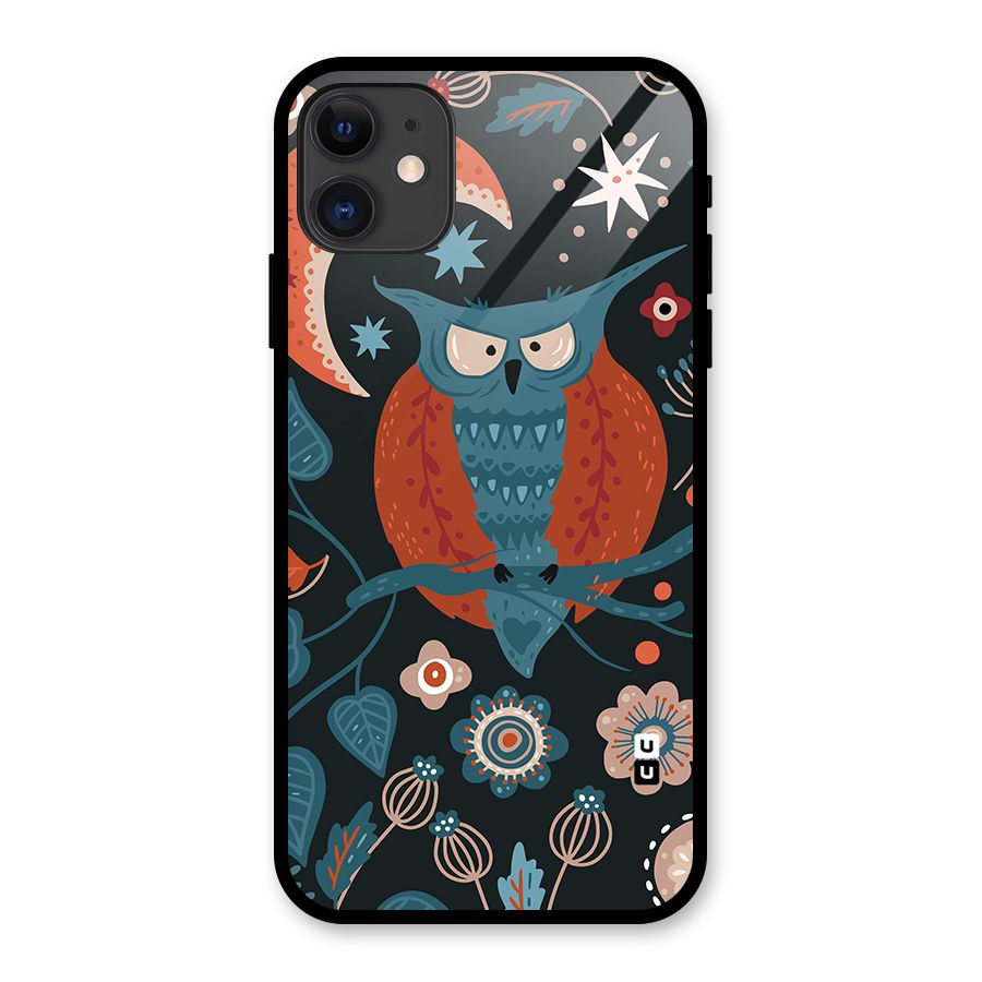 Nordic Arts Owl Moon Glass Back Case for iPhone 11