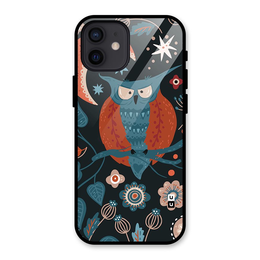 Nordic Arts Owl Moon Glass Back Case for iPhone 12