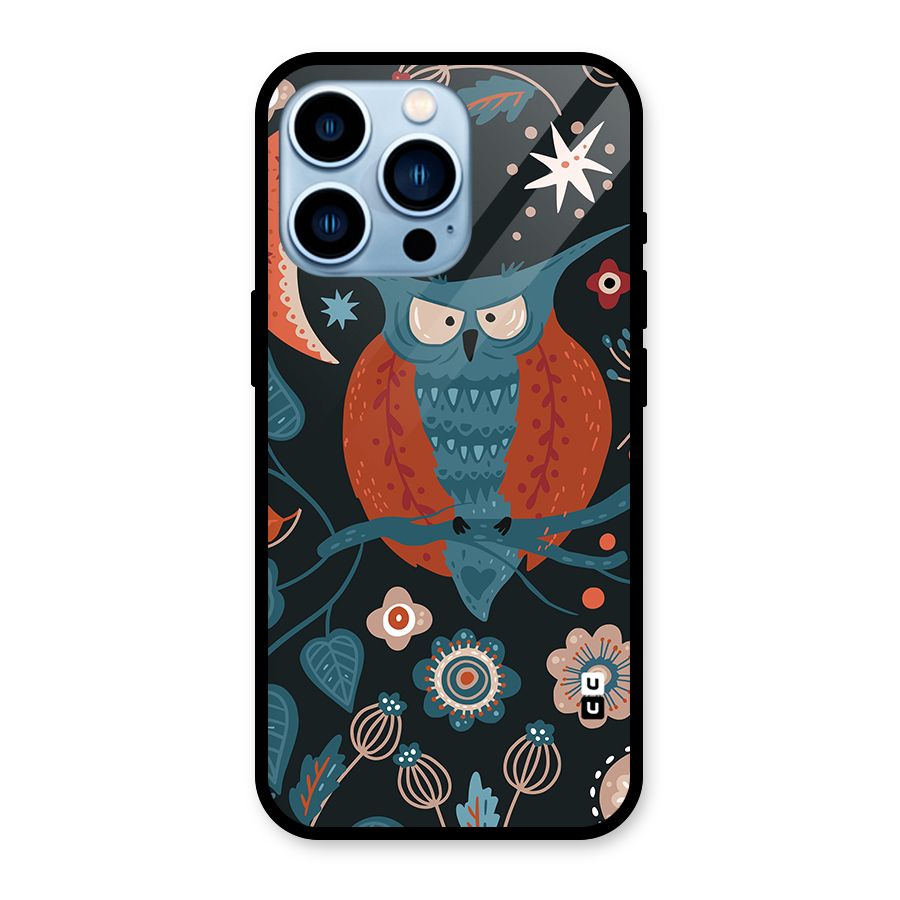 Nordic Arts Owl Moon Glass Back Case for iPhone 13 Pro