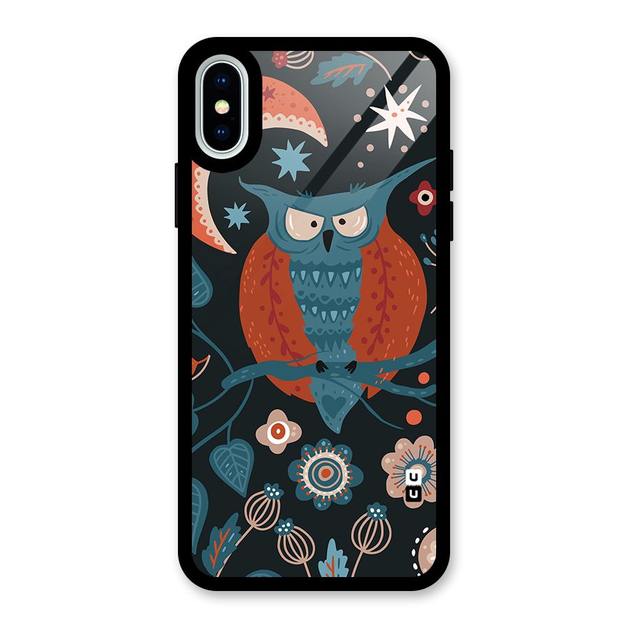 Nordic Arts Owl Moon Glass Back Case for iPhone XS