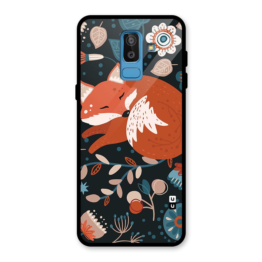 Nordic Arts Sleeping Fox Glass Back Case for Galaxy J8