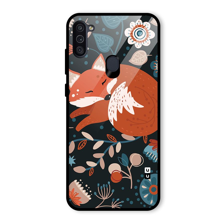 Nordic Arts Sleeping Fox Glass Back Case for Galaxy M11