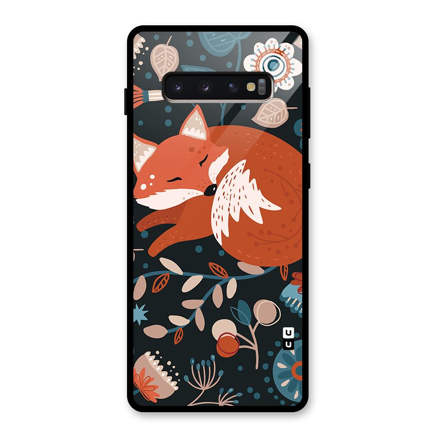 Nordic Arts Sleeping Fox Glass Back Case for Galaxy S10 Plus