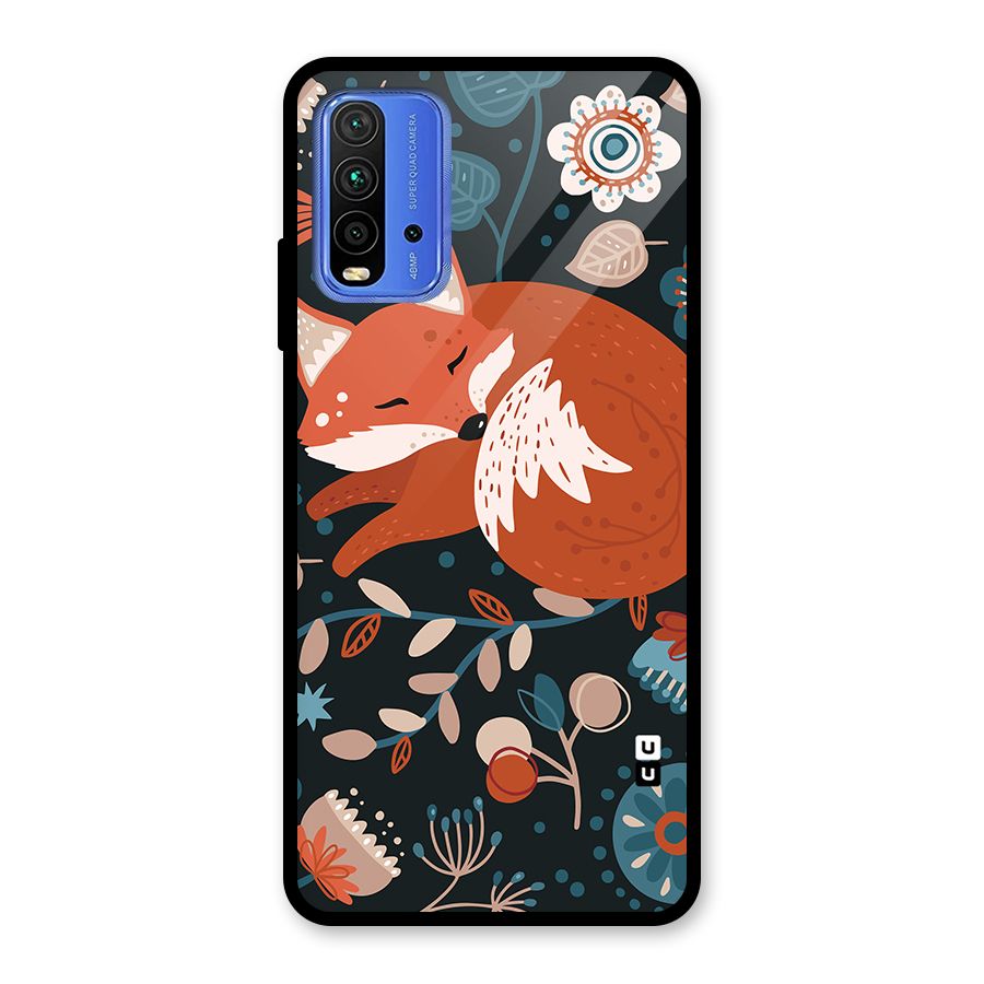 Nordic Arts Sleeping Fox Glass Back Case for Redmi 9 Power