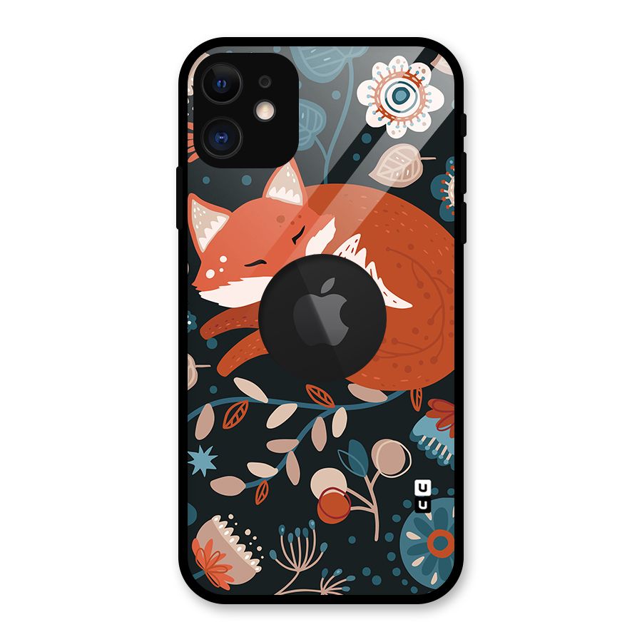 Nordic Arts Sleeping Fox Glass Back Case for iPhone 11 Logo Cut