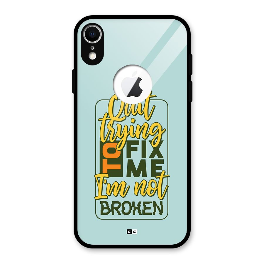 Not Broken Glass Back Case for iPhone XR Logo Cut